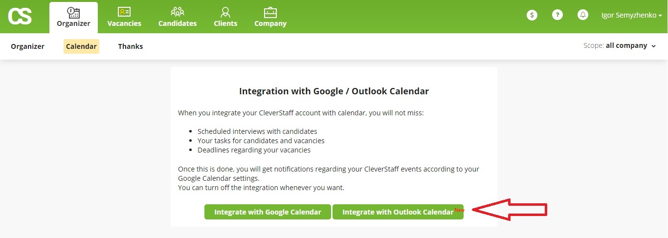 интеграция с Outlook Calendar _ CleverStaff