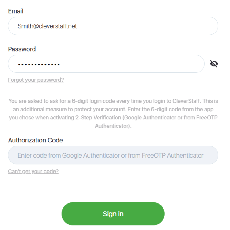 Two-Step Verification and search by empty fields | CleverStaff