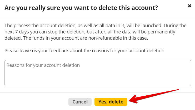 підтвердження видалення акаунту