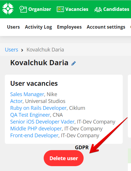 скрін видалення користувача 1